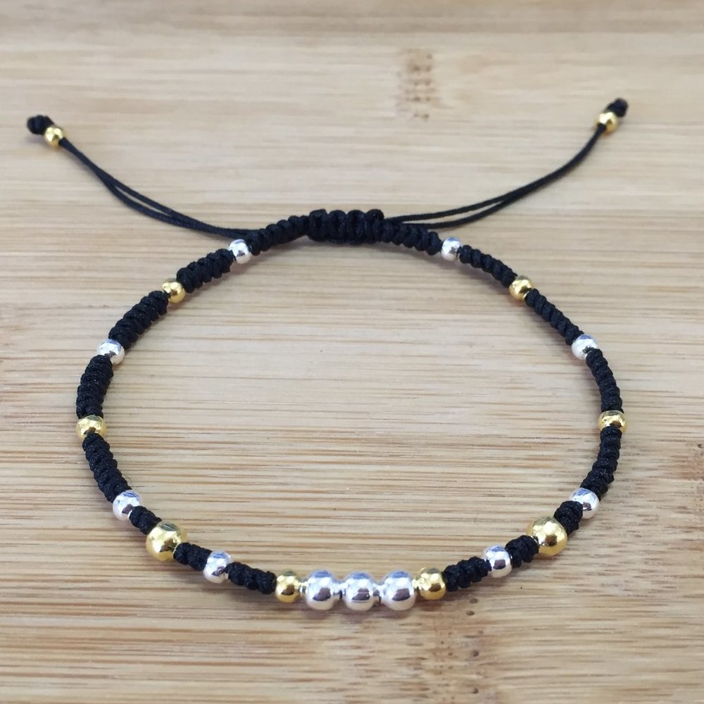 Casual Braided Shamballa Bracelet Gold and Silver Spacers